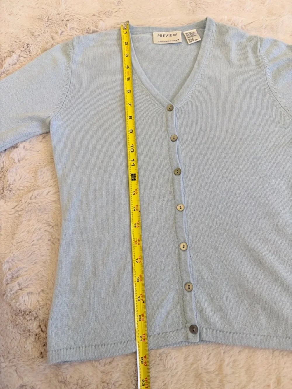Preview Collection Silk Cashmere Blend Light Blue Button Front Cardigan Sweater